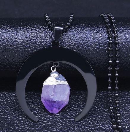 Amethyst Moon Witch Necklace Black