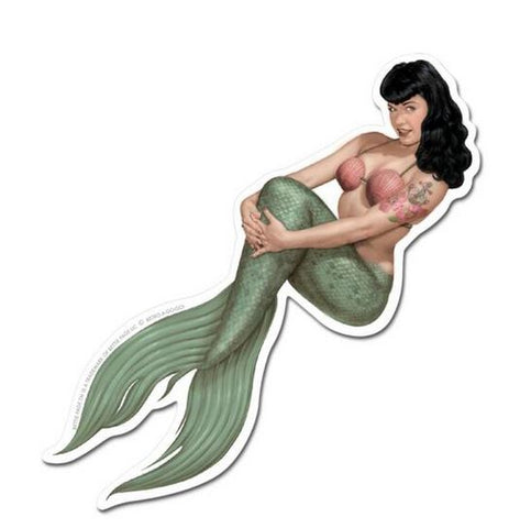 Bettie Page Mermaid Pin Up Girl Sticker