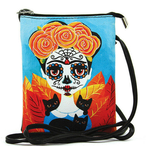 Frida Sugar Skull Crossbody Handbag Purse