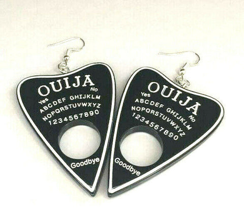 Ouija Spirit Board Planchette Earrings in Black