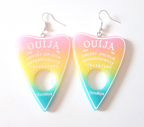 Ouija Spirit Board Planchette Earrings in Pastel