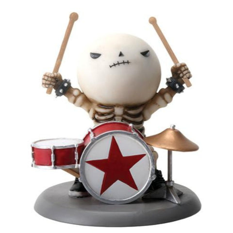 Rockstar Lucky Skeleton Drummer Musician Figurine