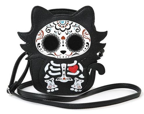 Sugar Skull Cat Handbag Purse